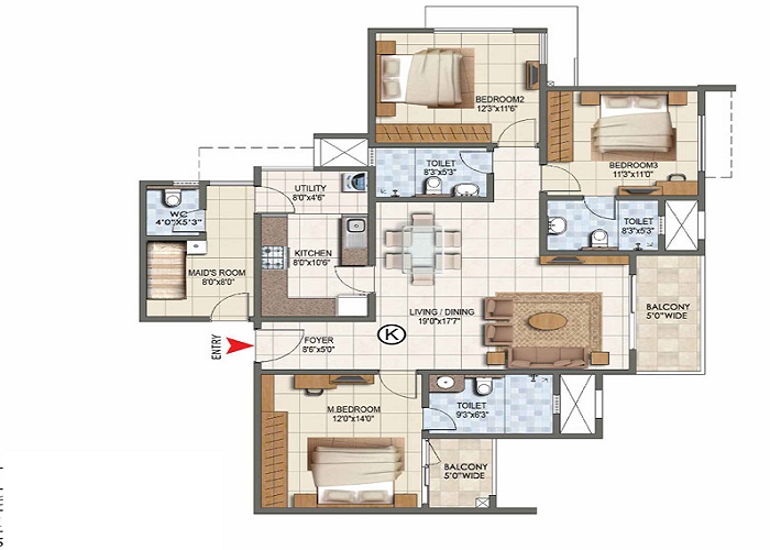 3 BHK-1500 SqFt